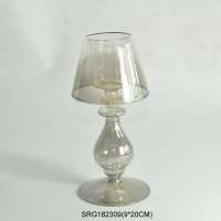 Classic design clear glass long stem candle holder candlestick with holder